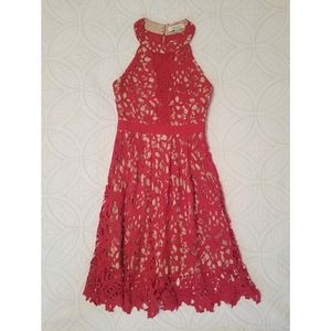 Francesca's Red Lace Halter Dress